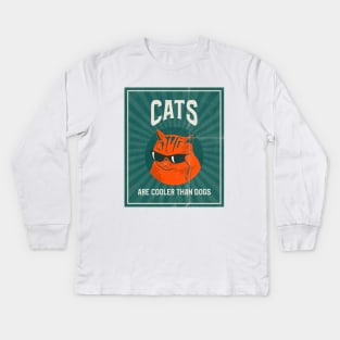 cats are cooler than dogs cat dog Kids Long Sleeve T-Shirt